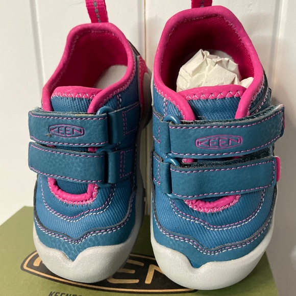 Keen Shoes Keen Shoe Girls Toddler Us 6 Double Strap Sneaker Blue Pink Knotch Hollow New